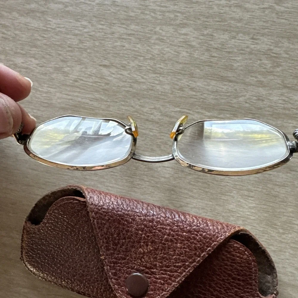 Vtg USA 1/20 10K Gold Filled Bifocal Eyeglasses Wire Frame Octagon Glasses MCM